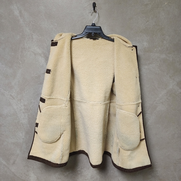 Land's End Women's Faux Suede Shearling Sherpa Lined Hooded Coat Size M - Picture 8 of 12